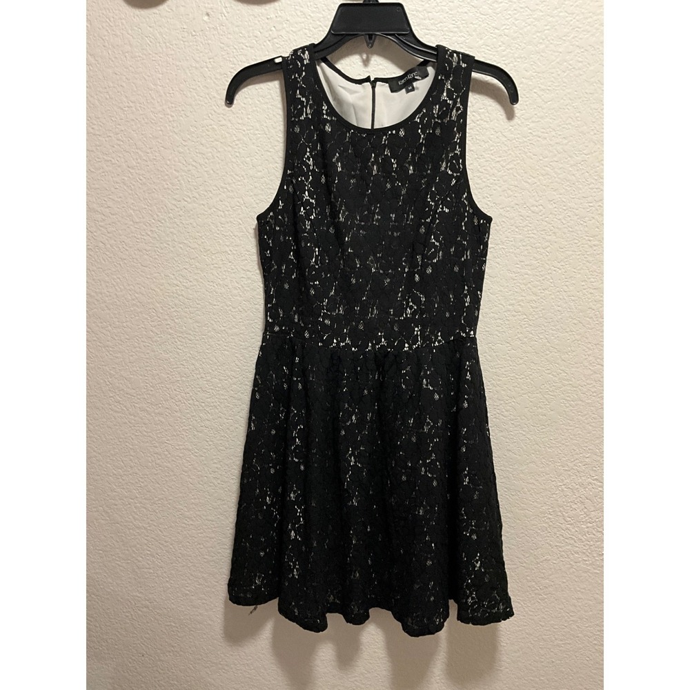 Karen Kane Black Lace Fit Flare Dress Sheath Midi Women's Size M